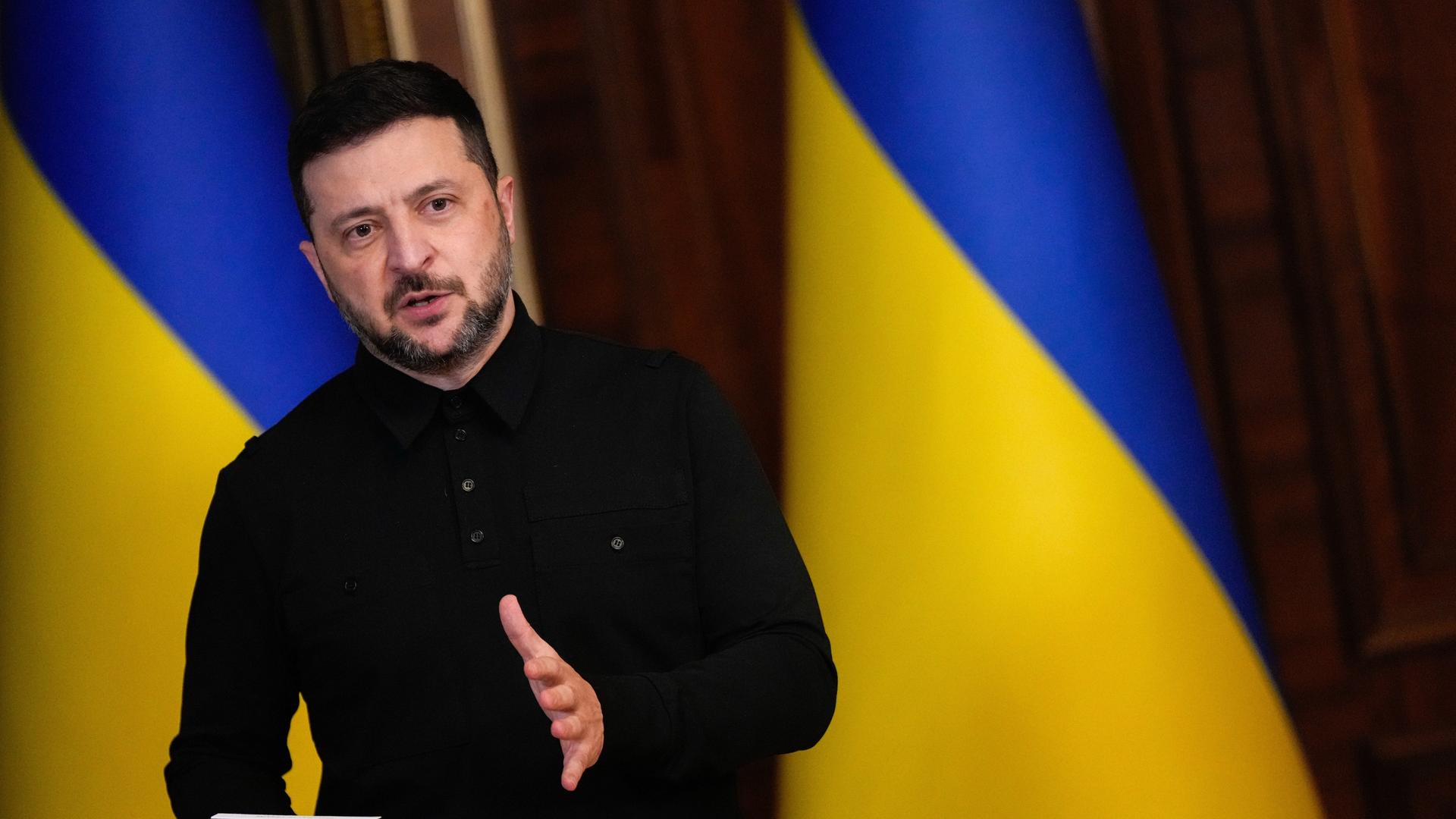 Ukraines Präsident Selenskyj auf einer Pressekonferenz in Kiew Ukraines Präsident Selenskyj auf einer Pressekonferenz in Kiew