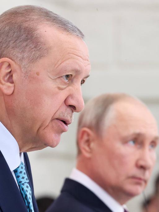 Der türkische Präsidnet Erdogan und der russische Präsident Putin im Porträt