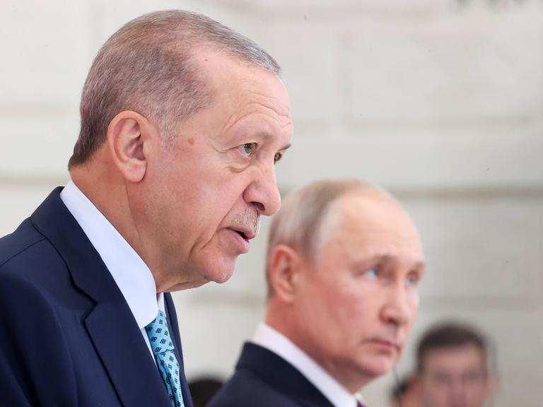 Der türkische Präsidnet Erdogan und der russische Präsident Putin im Porträt