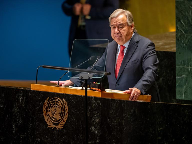 Antonio Guterres, Generalsekretär der Vereinten Nationen, spricht zur Eröffnung der 79. Generaldebatte der UNO-Vollversammlung. 