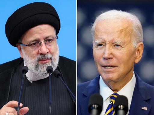 Bildkombo: Ebrahim Raisi, Präsident des Iran, und Joe Biden, Präsident der USA.
