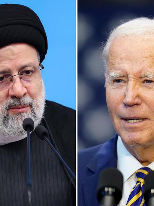 Bildkombo: Ebrahim Raisi, Präsident des Iran, und Joe Biden, Präsident der USA.