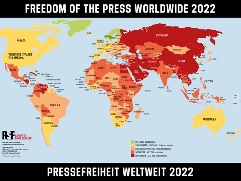 Weltkarte der Pressefreiheit 2022