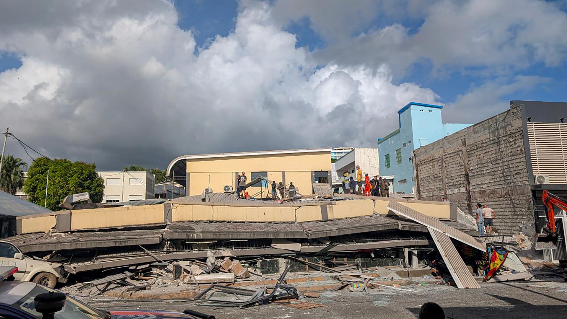 Zerstörte Häuser nach einem Erdbeben auf Vanuatu