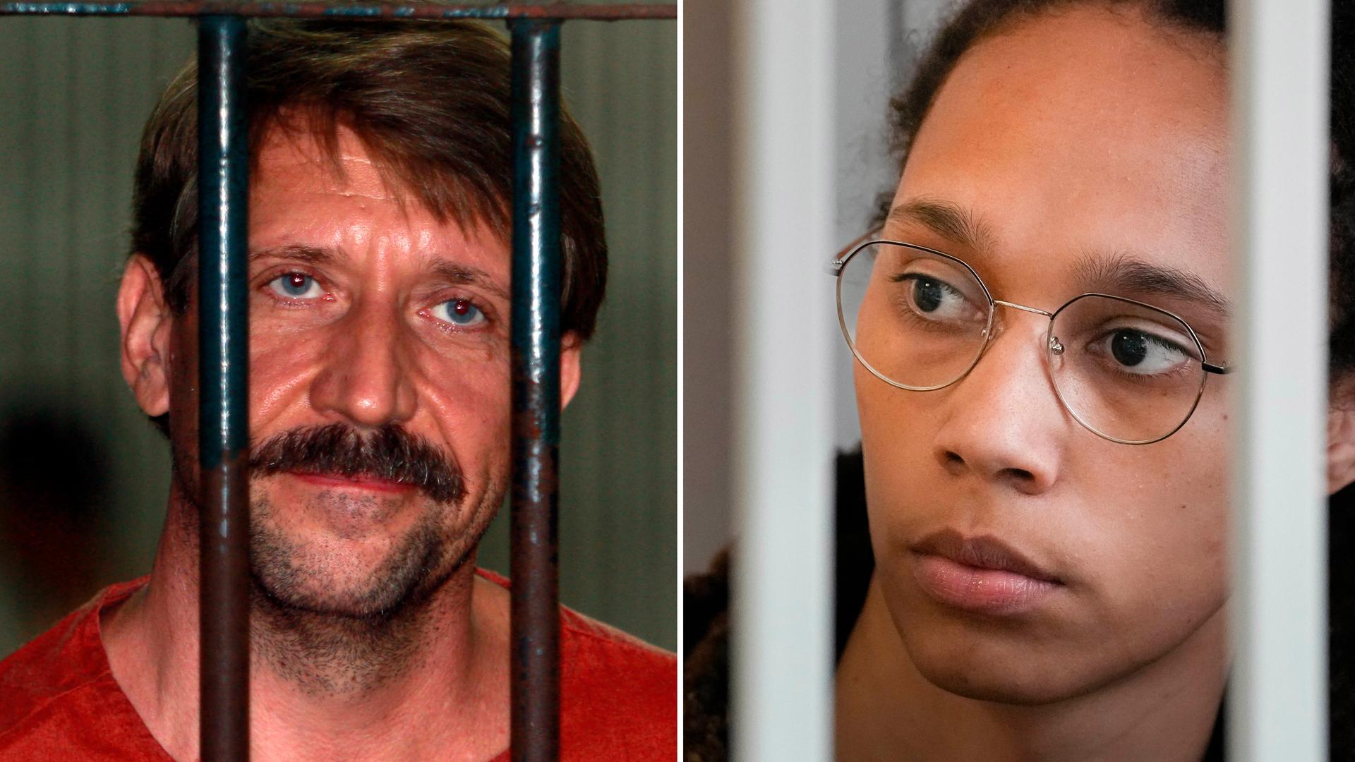 Die US-Basketballerin Brittney Griner (rechts) wurde im Rahmen eines Gefangenenaustauschs zwischen den USA und Russland freigelassen - im Gegenzug kam der Waffenhändler Viktor Bout (links) frei. Die US-Basketballerin Brittney Griner (rechts) wurde im Rahmen eines Gefangenenaustauschs zwischen den USA und Russland freigelassen - im Gegenzug kam der Waffenhändler Viktor Bout (links) frei.