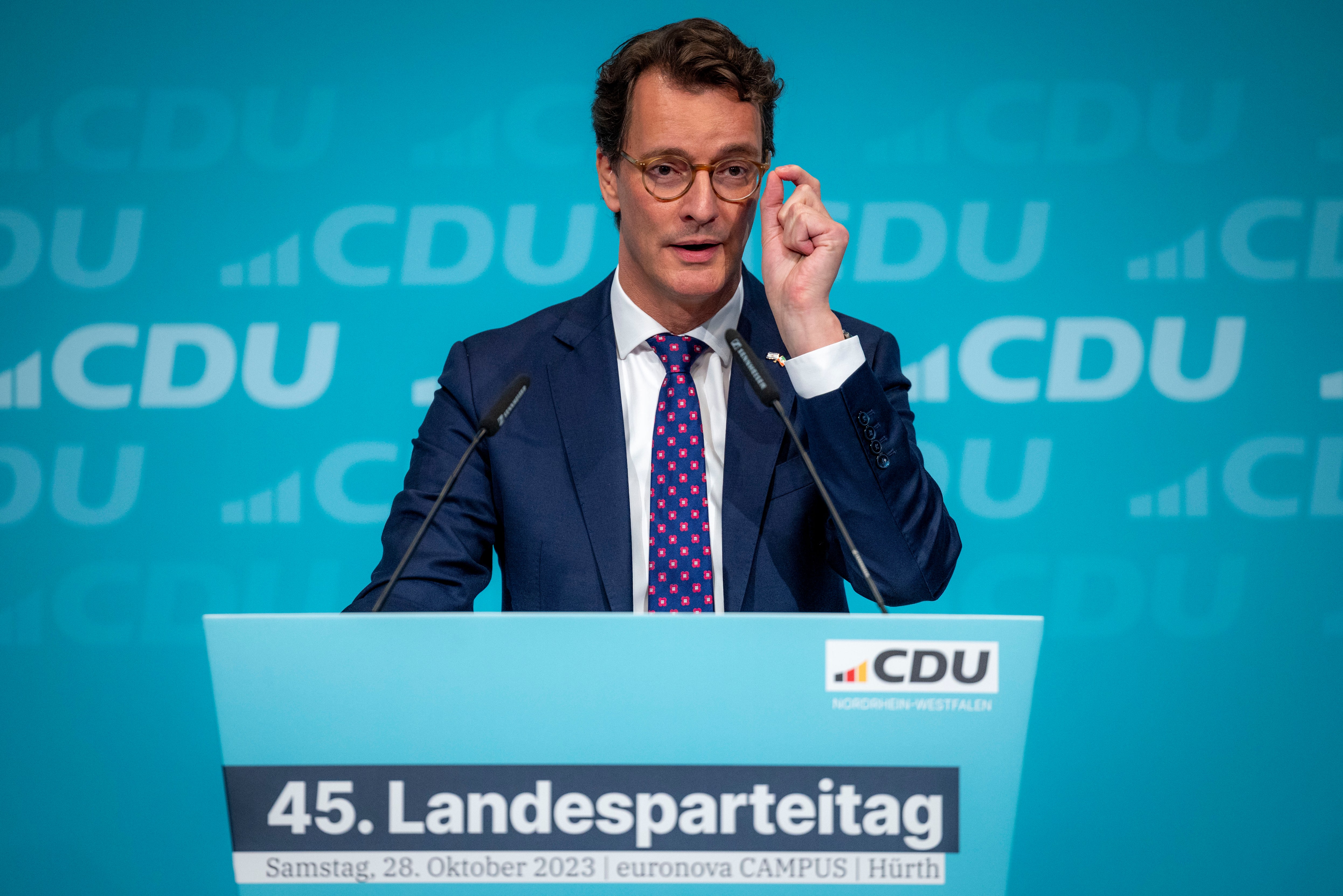 CDU-Parteitag in Nordrhein-Westfalen - Wüst mit knapp 97 Prozent als Landesvorsitzender bestätigt