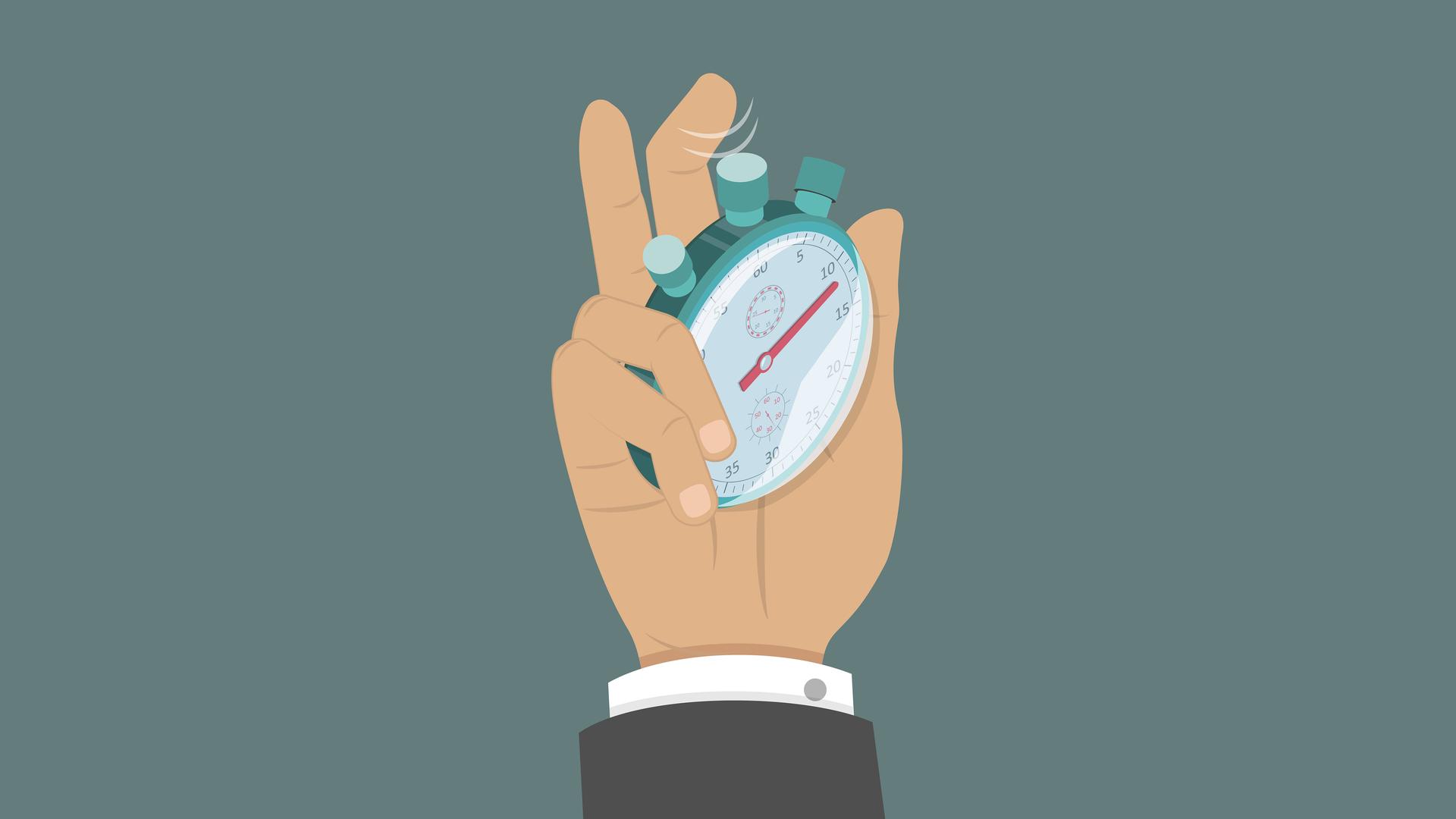 Illustration zeigt eine Hand mit einer Stoppuhr. Illustration zeigt eine Hand mit einer Stoppuhr.