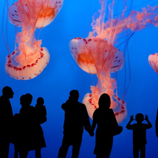 Leute beobachten Quellen im Aquarium