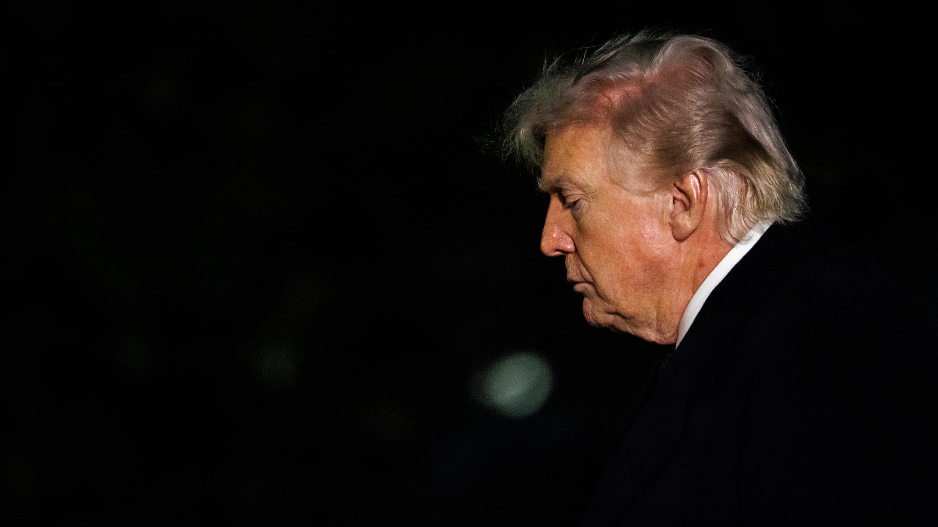 Das Foto zeigt das Gesicht von Donald Trump im Profil. Das Foto zeigt das Gesicht von Donald Trump im Profil.