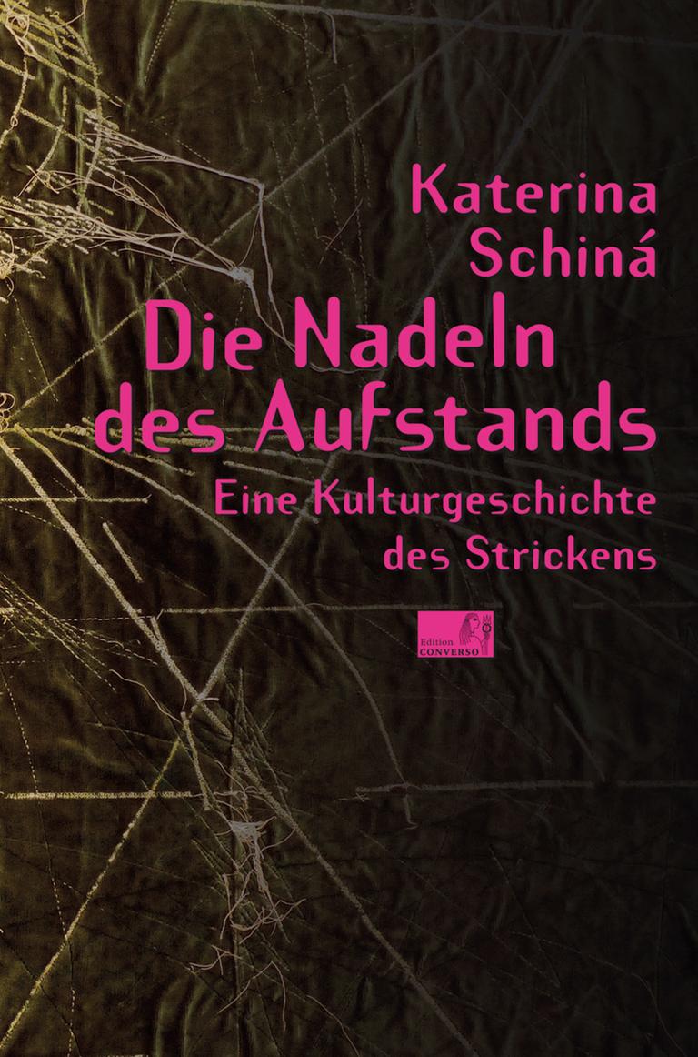Abstraktes, in Brauntönen gehaltenes Cover des Buchs "Die Nadeln des Aufstands", darauf in pinker Druckschrift der Buchtitel.