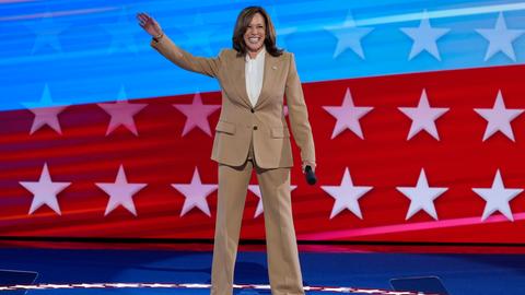 Die demokratische Präsidentschaftskandidatin Kamala Harris beim Parteitag in Chicago.
