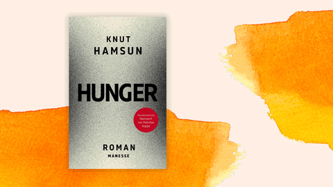 Cover von Knut Hamsuns Roman "Hunger". Der Hintergrund der Schrift ist schwarz gepunktet.