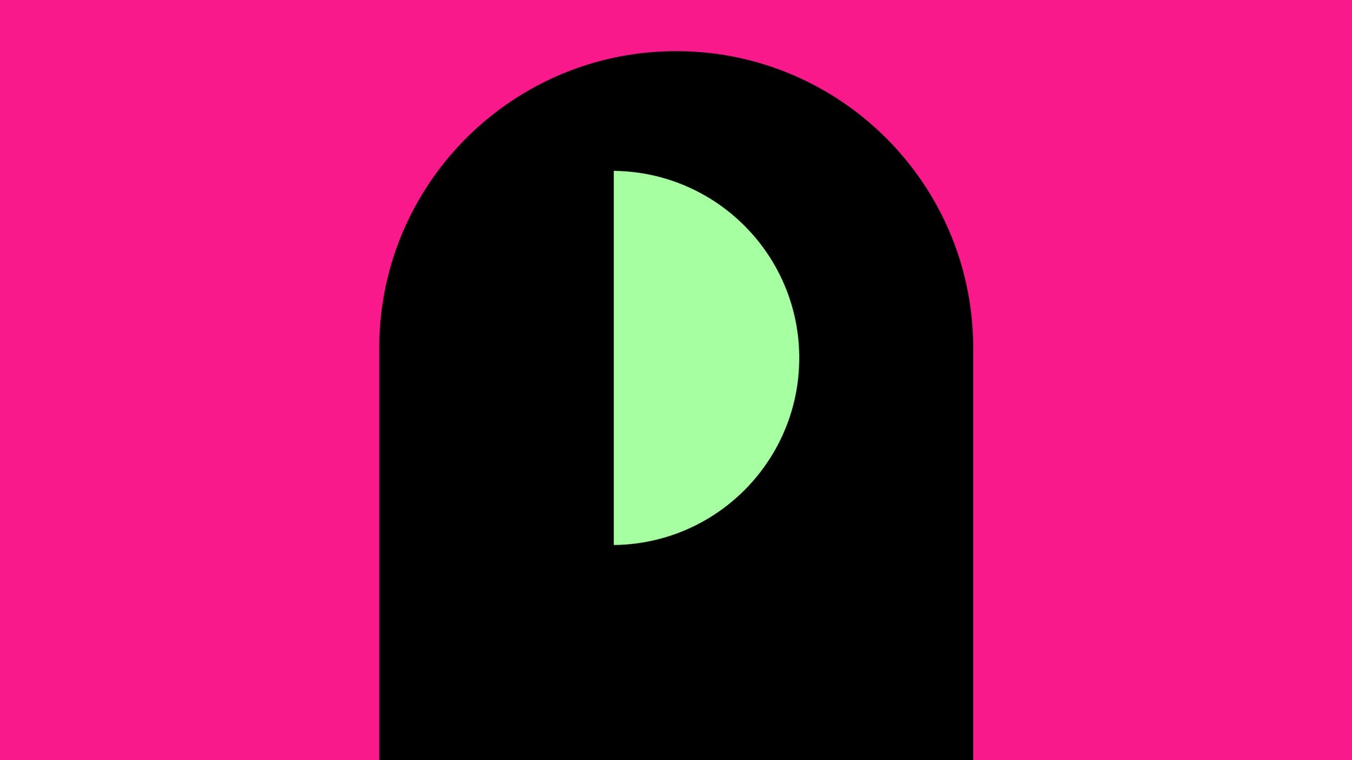 Die Grafik zeigt einen grünen Halbmond auf einem schwarzen, halbrunden Grund auf einem pinken Rechteck. Die Grafik zeigt einen grünen Halbmond auf einem schwarzen, halbrunden Grund auf einem pinken Rechteck.