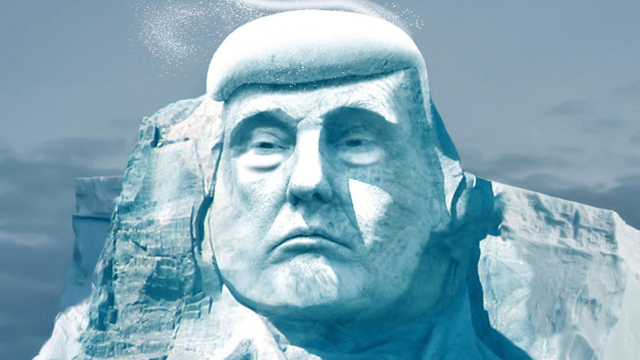 Donald Trumps Gesicht auf einem arktischen Eisberg (Illustration des "Projekts Trumpmore")