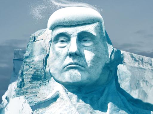 Donald Trumps Gesicht auf einem arktischen Eisberg (Illustration des "Projekts Trumpmore")