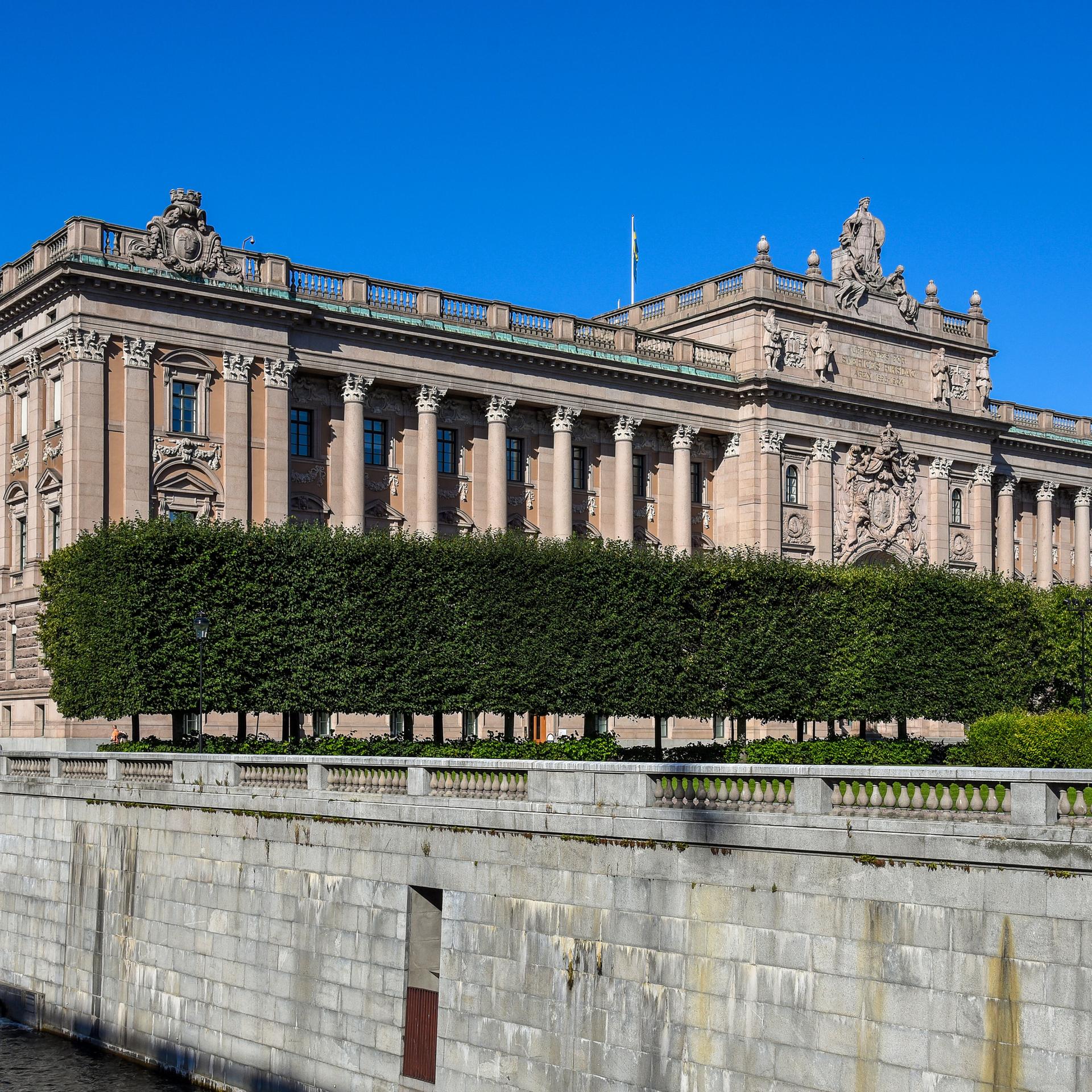 Stockholm, Schweden, das Riksdagshuset (Reichstagsgebäude) ist der Sitz des schwedischen Reichstages. 