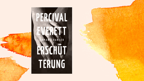 Percival Everetts "Erschütterung" vor einem orangefarbenem Hintergrund