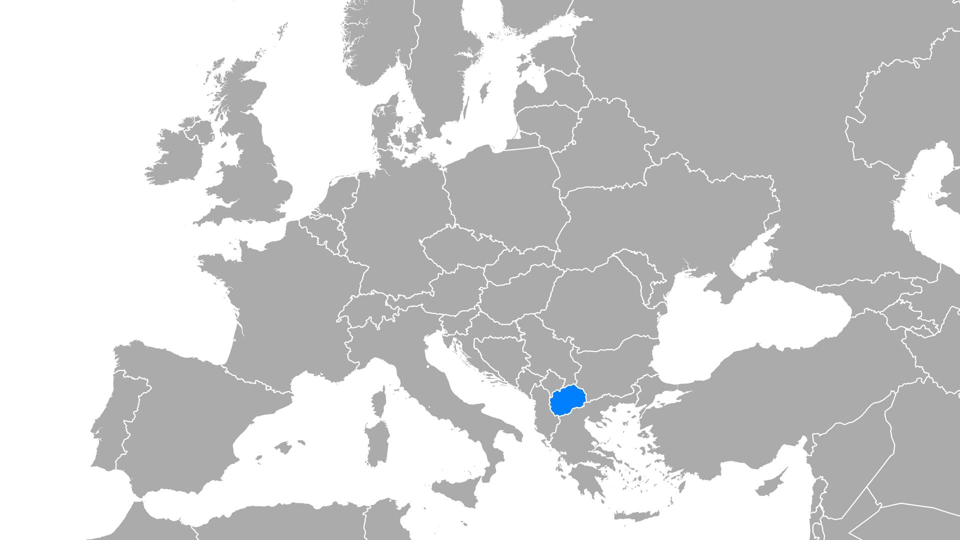 Karte von Nordmazedonien in Europa Karte von Nordmazedonien in Europa