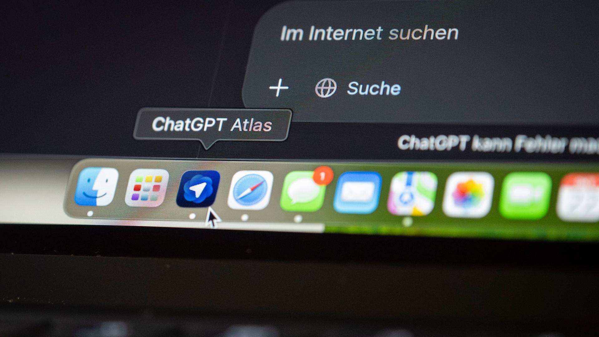 Auf einem Macbook ist der KI-Browser "ChatGPT Atlas" geöffnet. Auf einem Macbook ist der KI-Browser "ChatGPT Atlas" geöffnet.