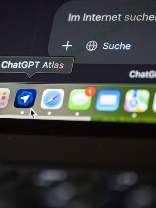 Auf einem Macbook ist der KI-Browser "ChatGPT Atlas" geöffnet. Auf einem Macbook ist der KI-Browser "ChatGPT Atlas" geöffnet.