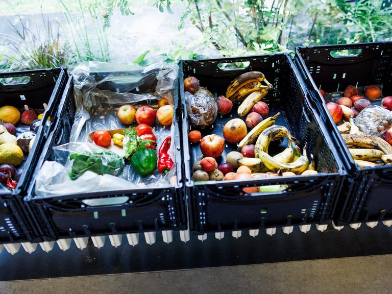 Obst und Gemüse liegen in einer Kiste in der Ausgabestelle Paul-Schneider-Haus der Berliner Tafel. Obst und Gemüse liegen in einer Kiste in der Ausgabestelle Paul-Schneider-Haus der Berliner Tafel.