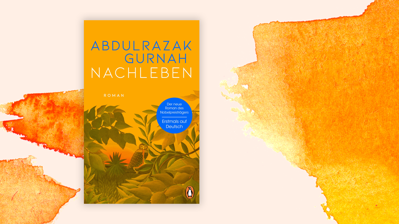 Das Cover von "Nachleben" von Abdulrazak Gurnah zeigt ein Gemälde eines Vogels im Urwald durch einen Gelbfilter. Darüber Autorenname und Buchtitel.		