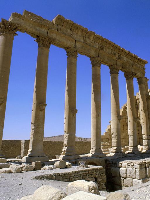 Säulen und Mauerwerk des antiken Podium Tempels in der Oasenstadt Palmyra in Syrien. (Quelle: picture alliance) Säulen und Mauerwerk des antiken Podium Tempels in der Oasenstadt Palmyra in Syrien. (Quelle: picture alliance)