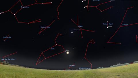 Sternbild mit Venus und Regulus, Hauptstern im Löwen
