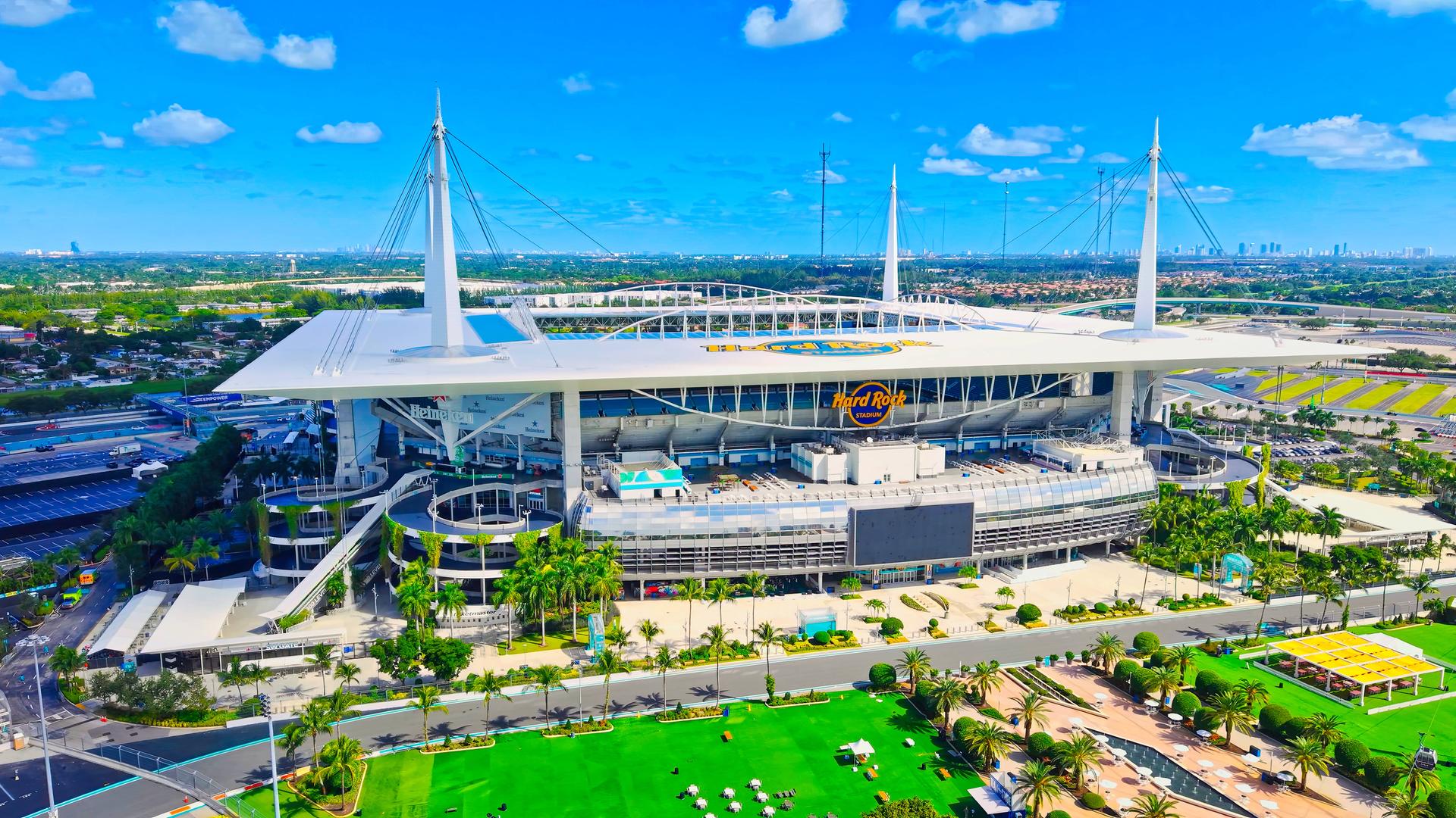 Luftaufnahme des Hard Rock Stadium Miami Luftaufnahme des Hard Rock Stadium Miami