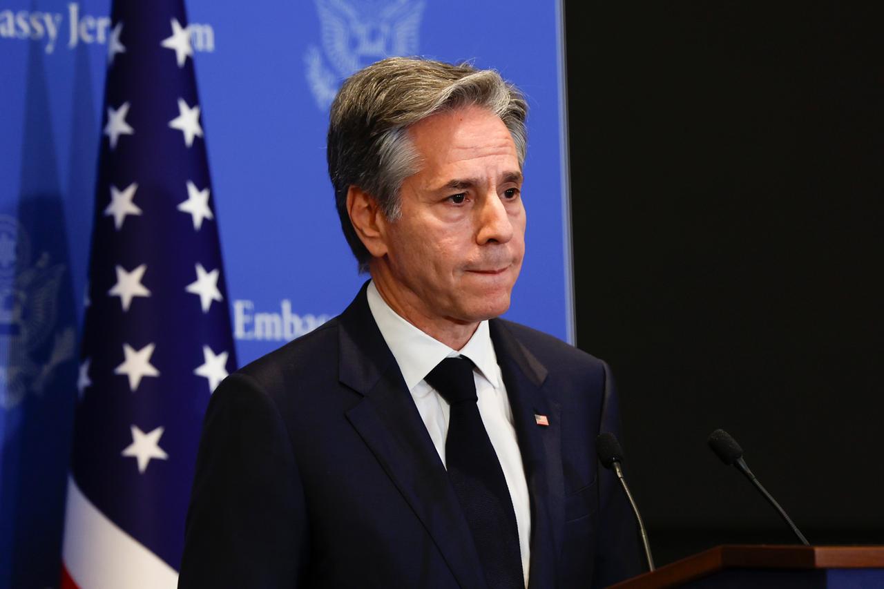 US-Außenminister Blinken bei einer Pressekonferenz in Israel (Archivfoto)