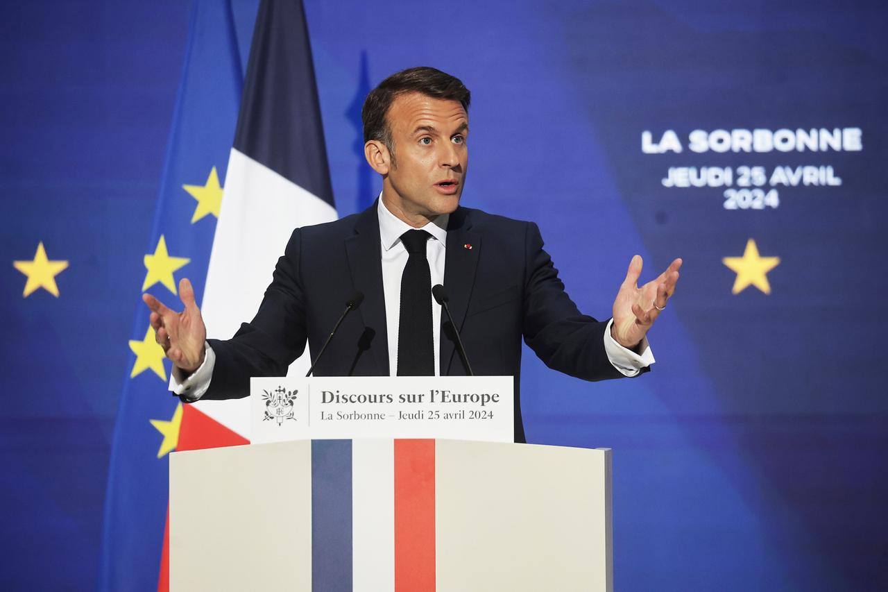 Paris: Der französische Präsident Emmanuel Macron hält eine Rede über Europa im Amphitheater der Universität Sorbonne.