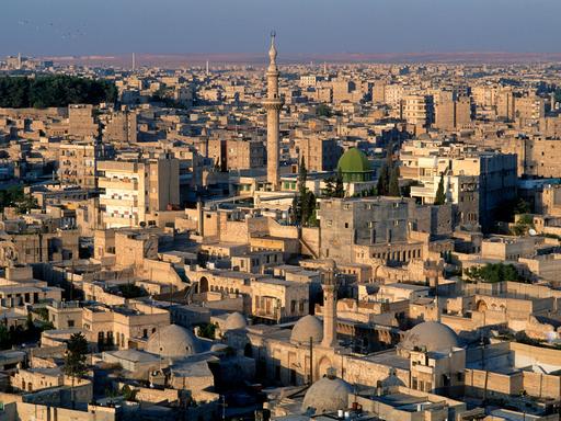 
Die Skyline der syrischen Stadt Aleppo im Jahr 2023