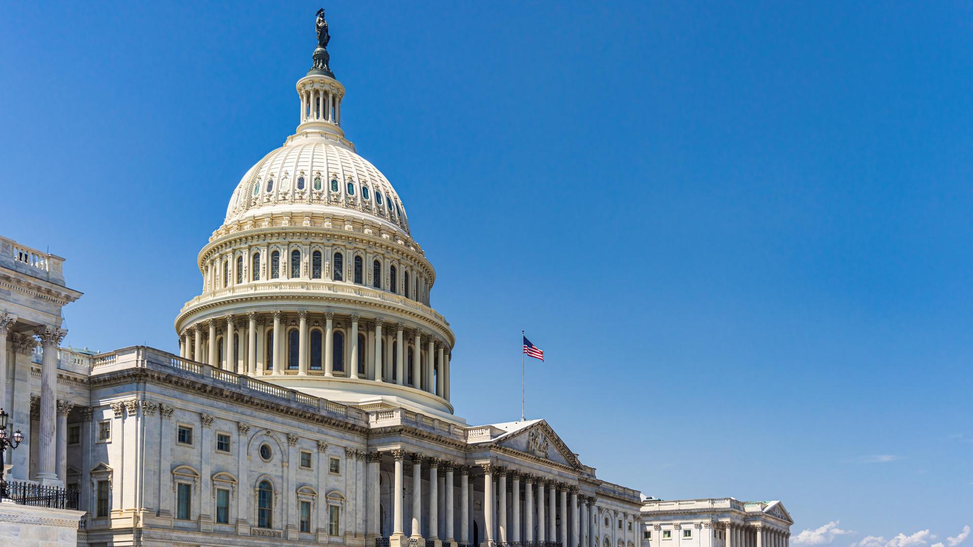 Blick auf das Kapitol in den USA, dem Sitz der amerikanischen Legislative.
