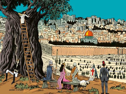 Buchcover der Graphic Novel "Jerusalem - Die Geschichte einer Stadt" von Vincent Lemire mit Illustrationen des renommierten Comic-Zeichners Christophe Gaultier.