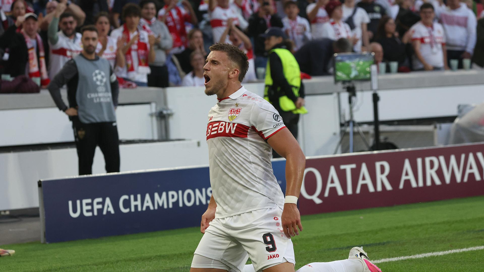 Ermedin Demirović, VfB, jublelt nach dem 2:1.