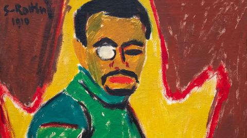 Das Werk "Selbstporträt mit Monokel" von Karl Schmidt-Rottluff aus dem Jahr 1910 in der "Neuen Nationalgalerie" in Berlin.