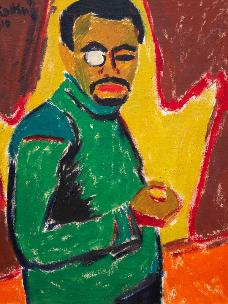 Das Werk "Selbstporträt mit Monokel" von Karl Schmidt-Rottluff aus dem Jahr 1910 in der "Neuen Nationalgalerie" in Berlin. Das Werk "Selbstporträt mit Monokel" von Karl Schmidt-Rottluff aus dem Jahr 1910 in der "Neuen Nationalgalerie" in Berlin.
