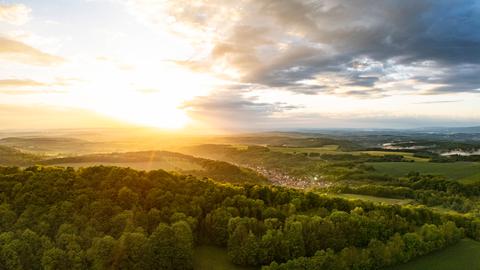 Blick auf den Ort Brehme im Eichsfeld Aufnahme vom Ohmgebirge im Landkreis Eichsfeld in Thueringen. Blick auf den Ort Brehme im Eichsfeld Aufnahme vom Ohmgebirge im Landkreis Eichsfeld in Thueringen.