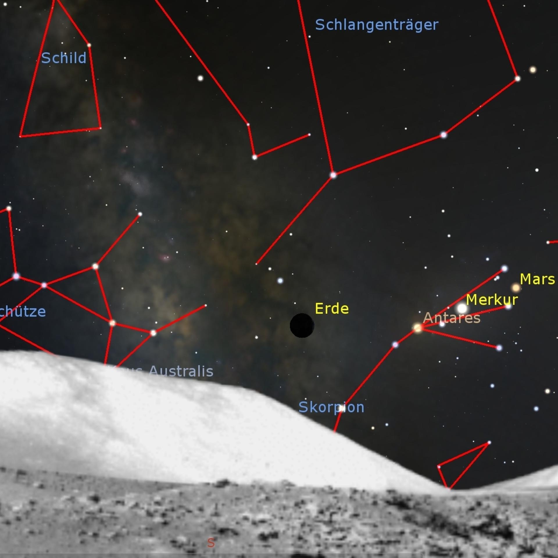 Kurioser Anblick - Die Erde, festgenagelt am Mondhimmel