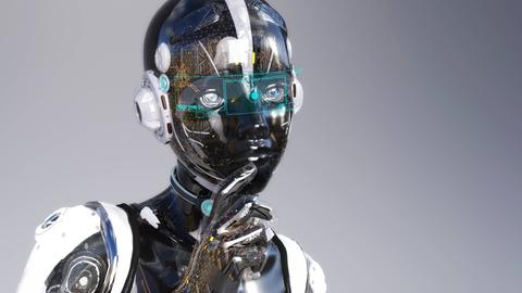 Künstlerische Darstellung eines humanoiden Roboters mit künstlicher Intelligenz (Symbolbild)