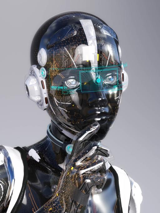 Künstlerische Darstellung eines humanoiden Roboters mit künstlicher Intelligenz (Symbolbild).