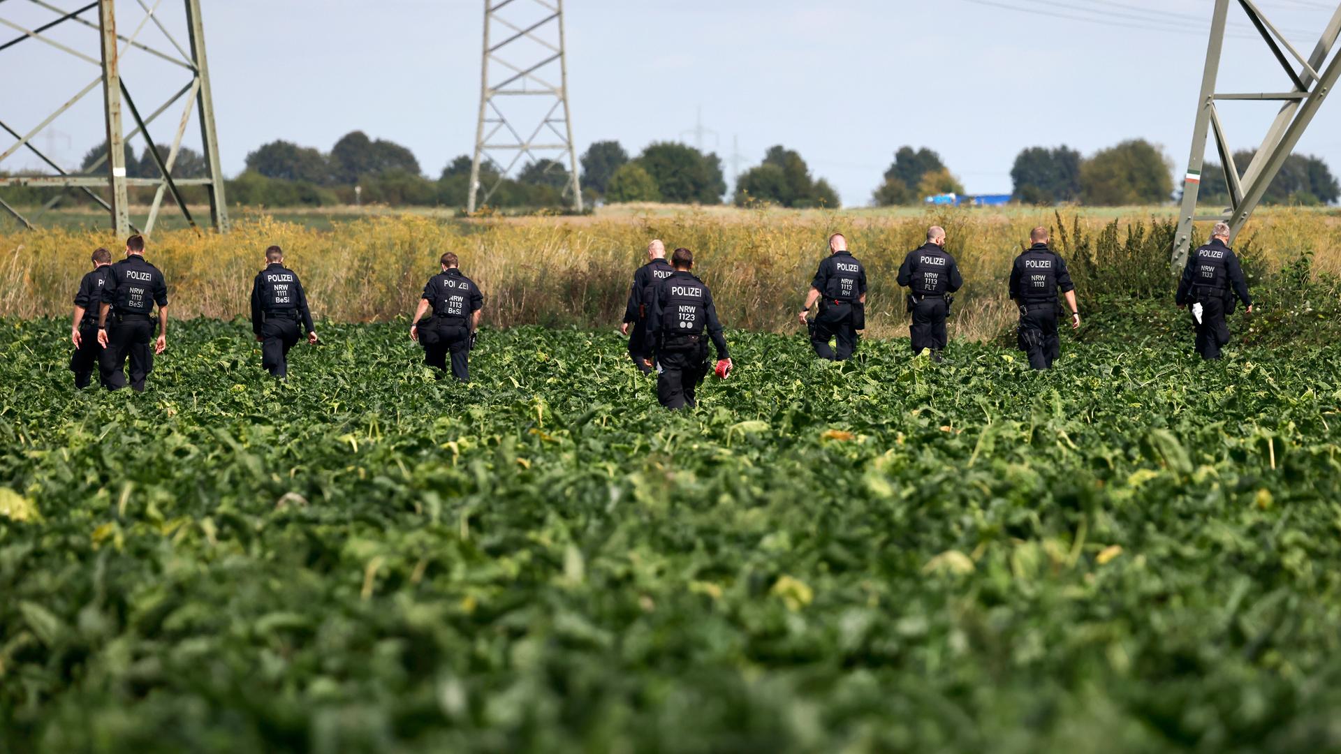 Auf das Umspannwerk nahe Bergheim bei Köln ist am Abend des 2. September 2026 ein Anschlag verübt worden. Die Polizei durchsucht die umliegenden Felder auf Spuren.