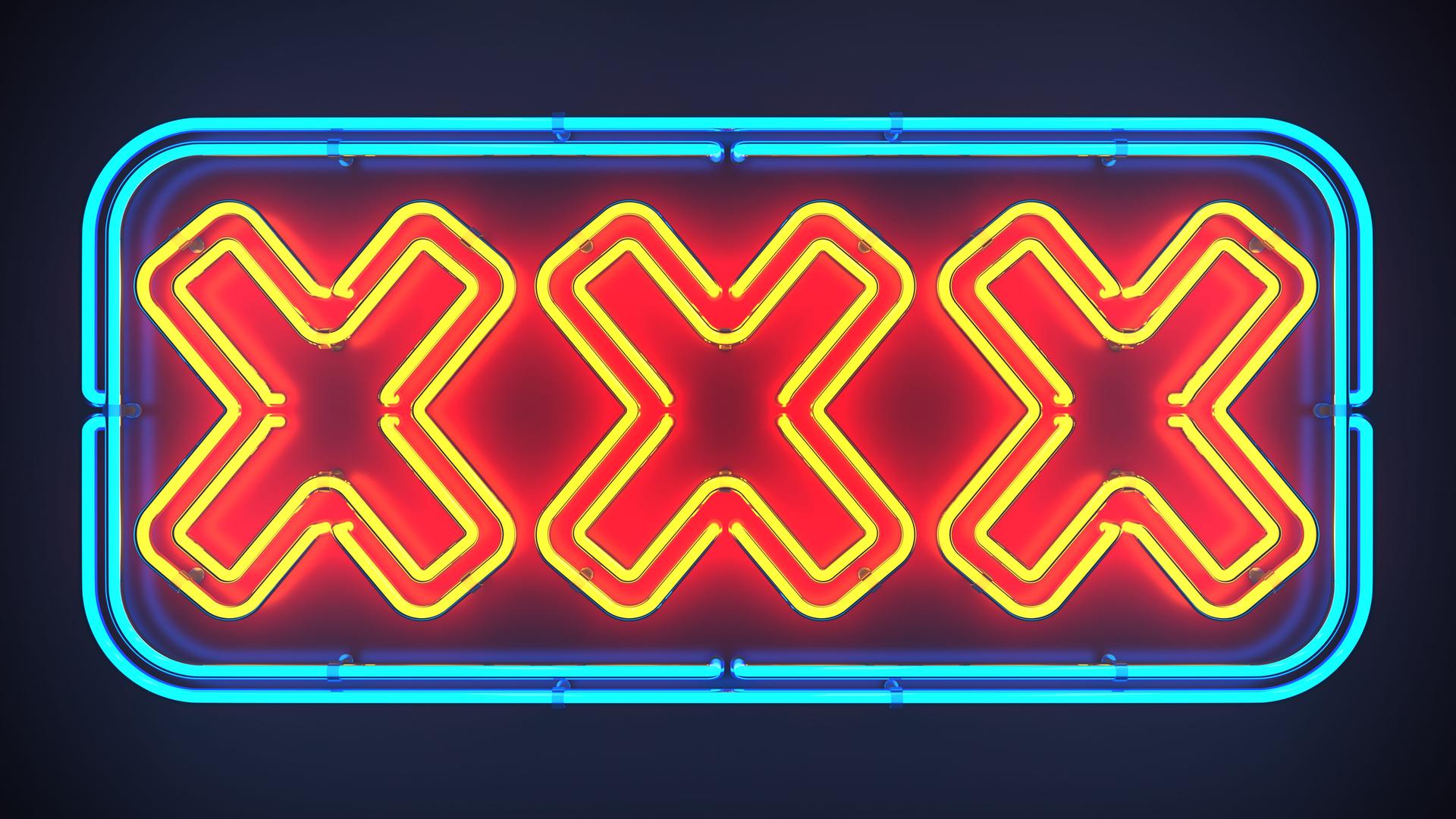 Neonschriftzug mit drei großen X-en