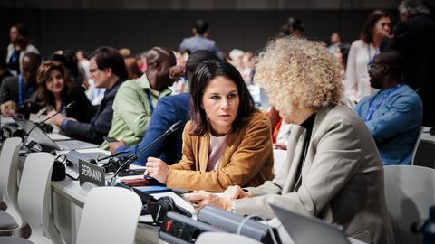 Bundesaußenministerin Annalena Baerbock bei der 28. Weltklimakonferenz in Dubai.