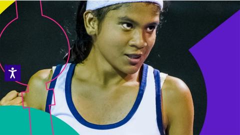 Eine junge Frau im Sportdress. 