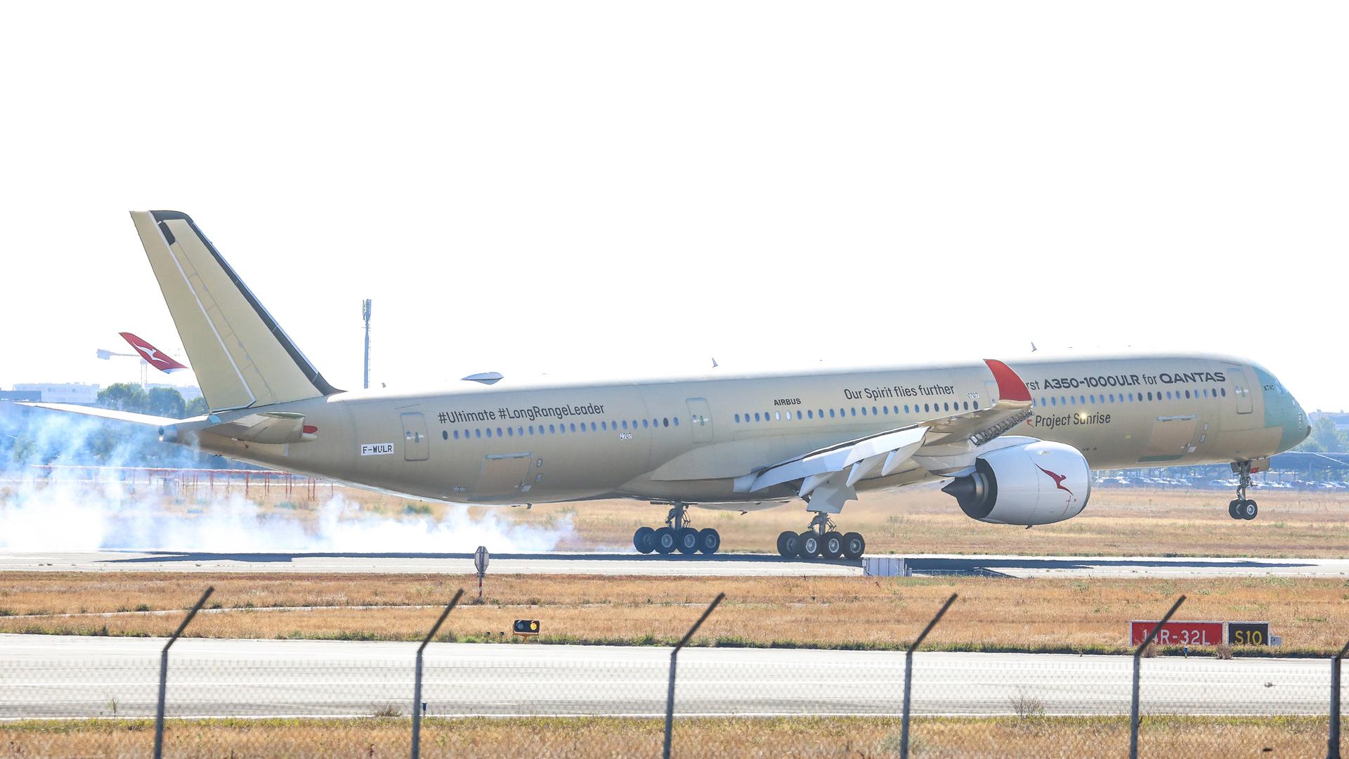Ein Flugzeug von Airbus während einer Landung