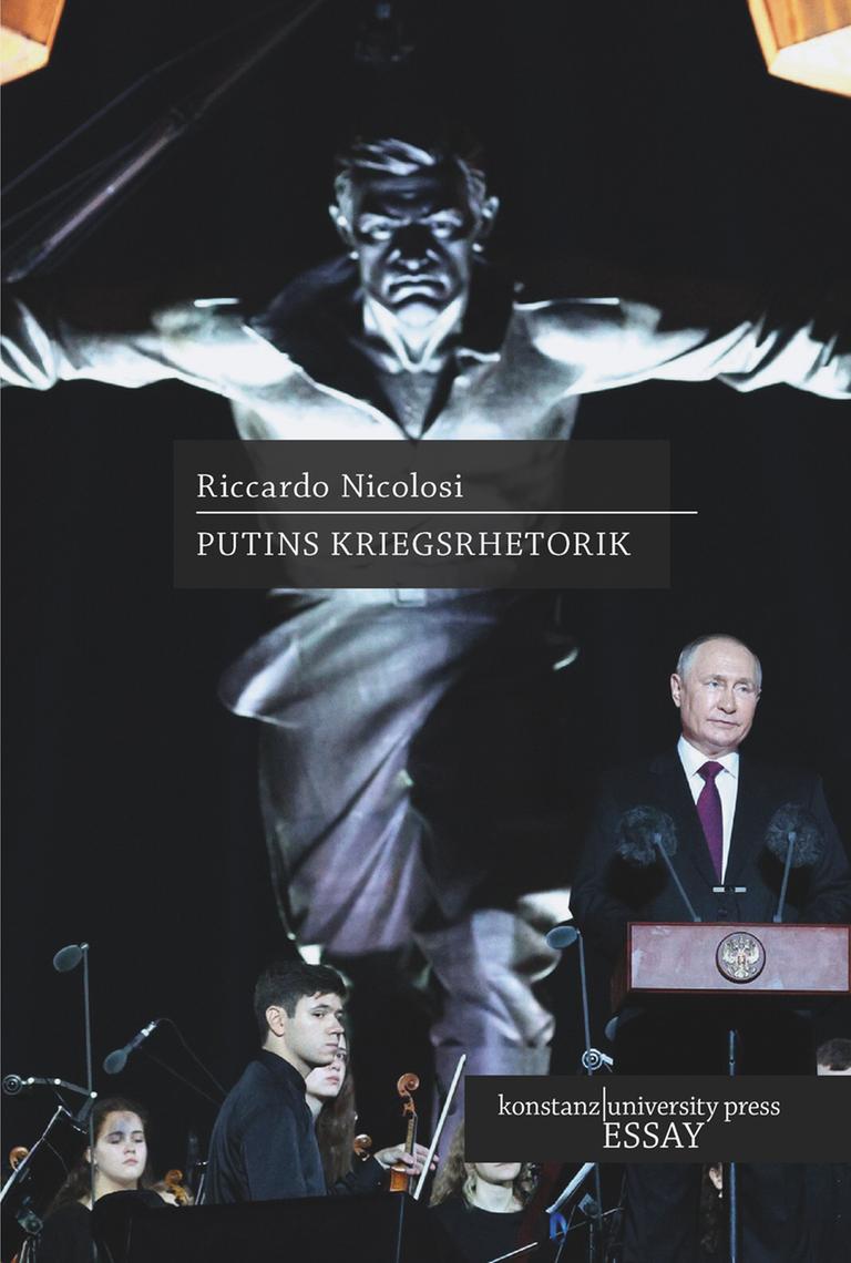 Buchcover "Putins Kriegsrhetorik", darauf Bilder von Putin als Kind und heutzutage. Buchcover "Putins Kriegsrhetorik", darauf Bilder von Putin als Kind und heutzutage.