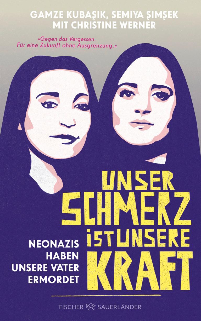 Auf dem Buchcover sind die leicht stilisierten Bilder der Autorinnen Semiya Şimşek und Gamze Kubaşık zu sehen. Die beiden Frauen mit migrantischen Wurzeln tragen Kopftuch. 
