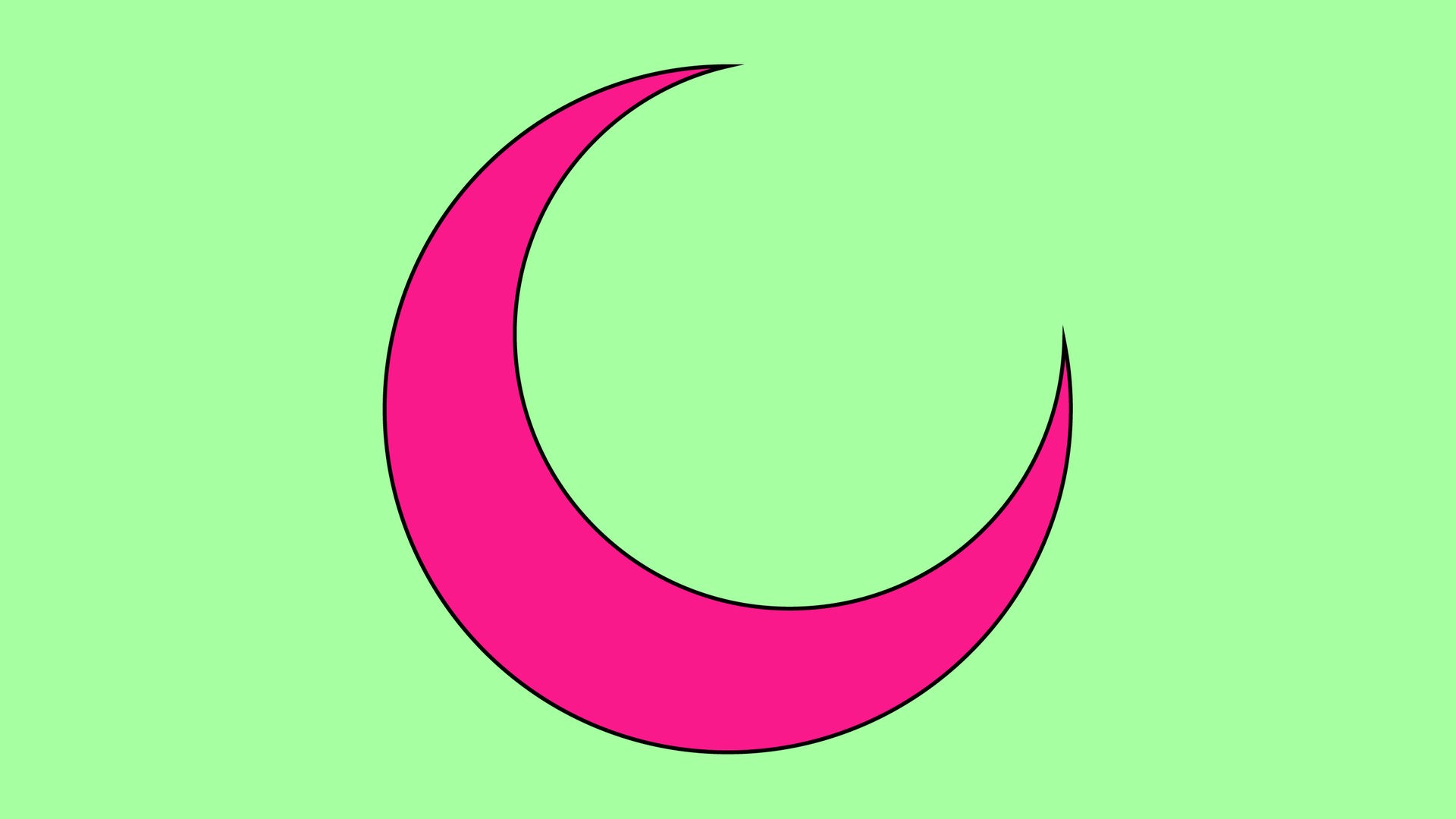 Die Grafik zeigt einen pinken Sichelmond auf einem grünen Rechteck. Die Grafik zeigt einen pinken Sichelmond auf einem grünen Rechteck.