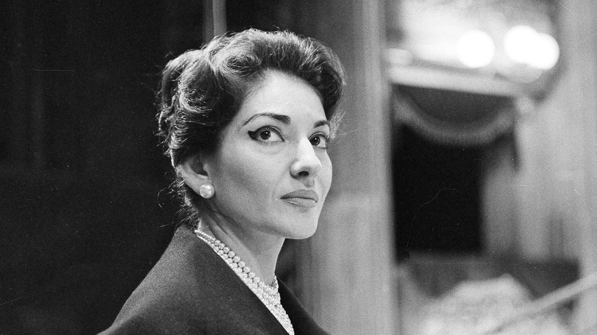 Die Sopranistin Maria Callas in der Mailänder Scala am 8. September 1959 bei einer Aufnahme von Ponchiellis Oper "La Gioconda" 
